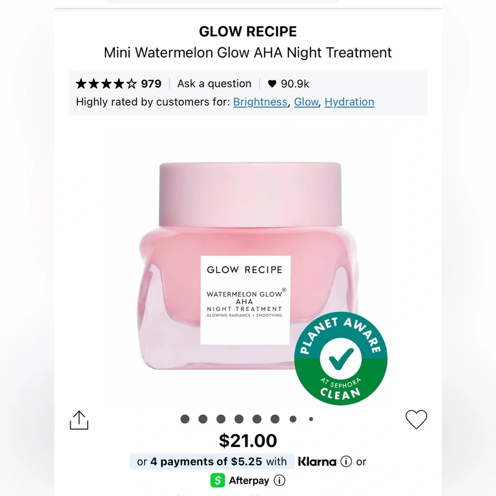 Glow Recipe Watermelon Glow AHA Night Treatment (NEW NO BOX)